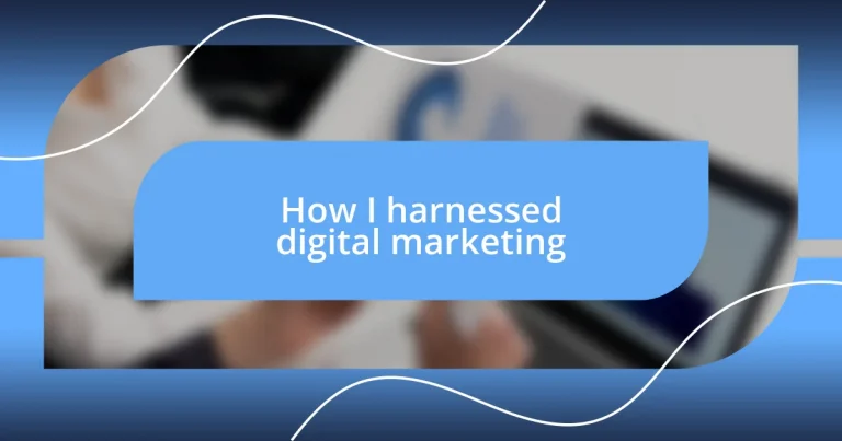 How I harnessed digital marketing